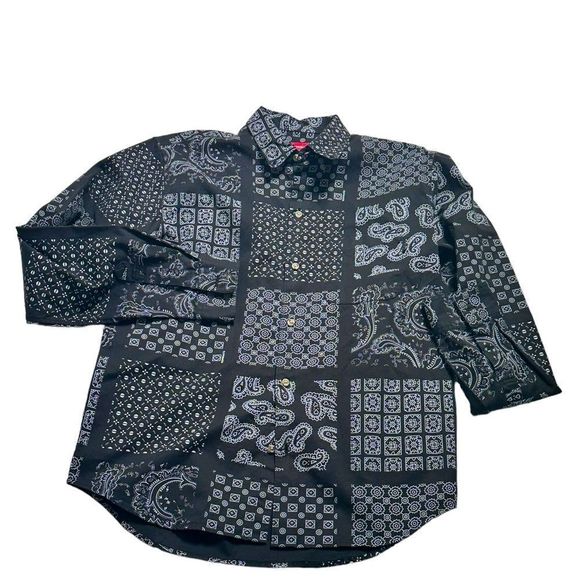 Supreme Paisley Print Long Sleeve Button Up Shirt Size Medium
